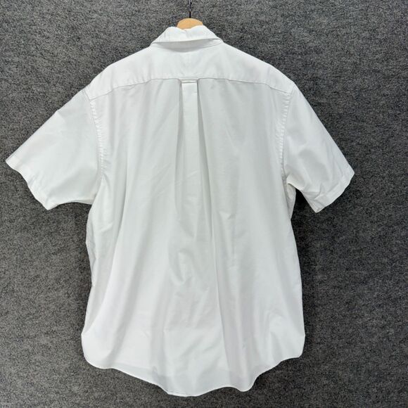 Lands' End Shirt Men 2XL White Button Up Collared Short Sleeve Cotton Pockets - Picture 2 of 7